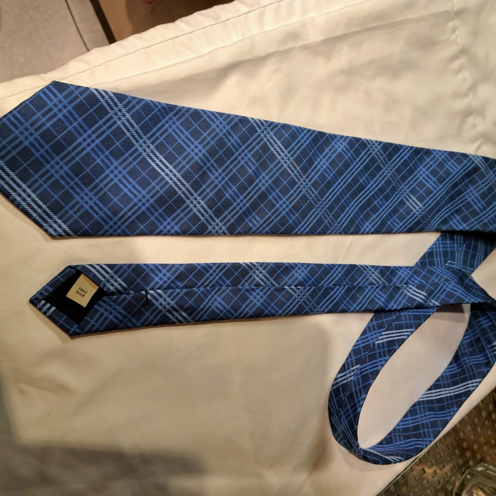 Burberry Navy Checkered Men's Tie